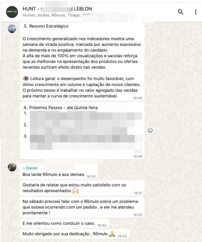 Elogio de cliente no WhatsApp