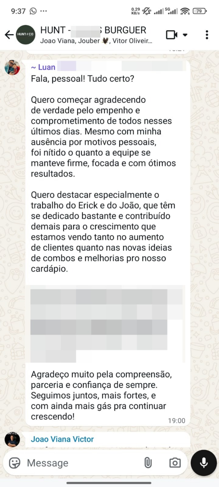 Elogio de cliente no WhatsApp
