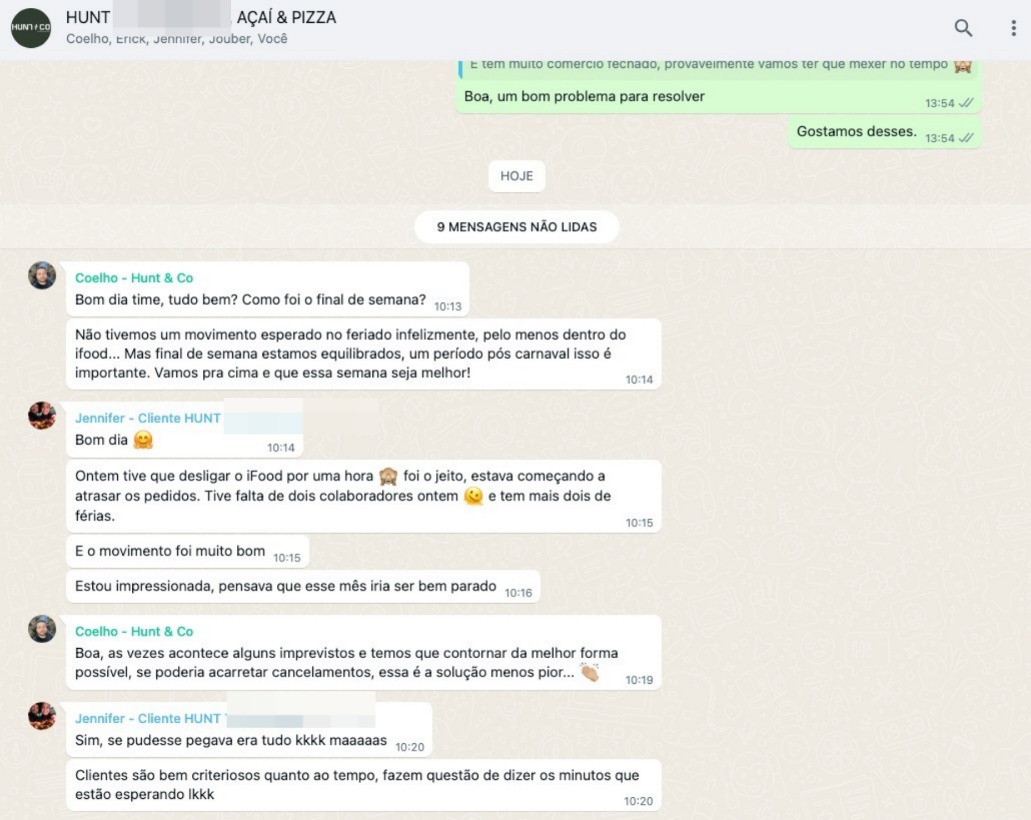 Elogio de cliente no WhatsApp